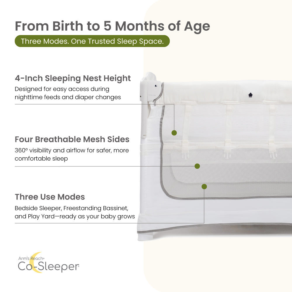 Ideal Ezee 3-in-1 Co-Sleeper bassinet features and mesh sides