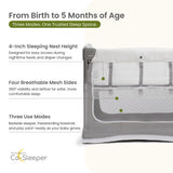 Mini Ezee 3-in-1 Co-Sleeper bassinet features and mesh sides