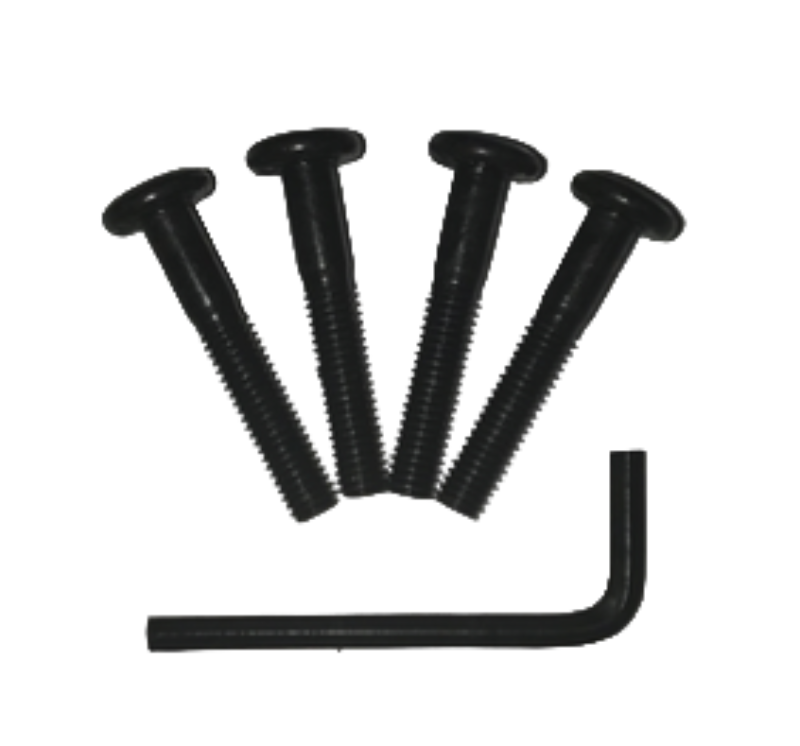 Set of black screws on a white background